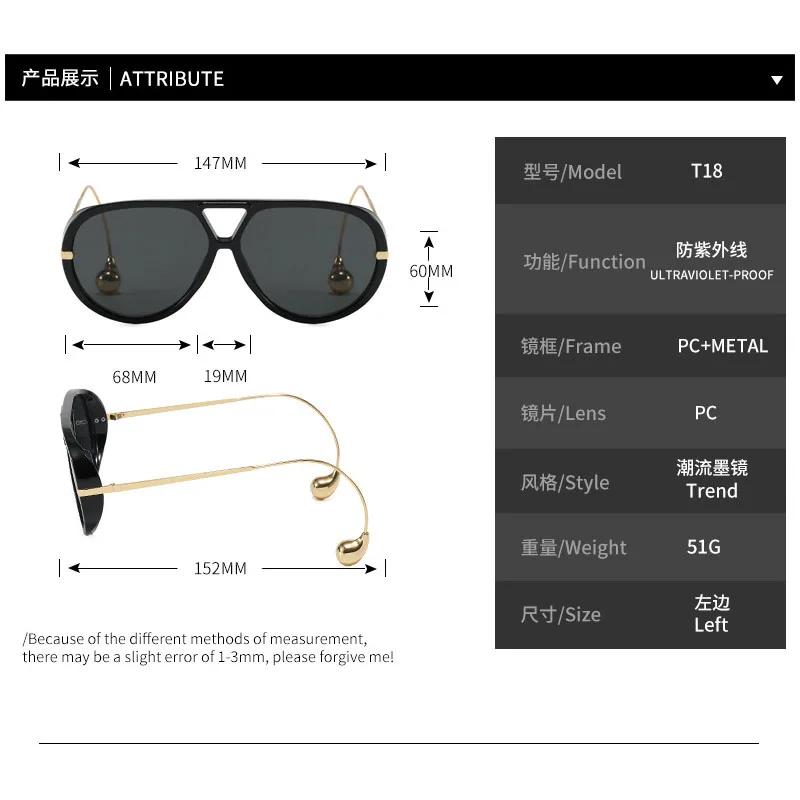 Luxury Brand Designer Oversized Pilot Sunglasses Women For Men Popular Vintage Sun Glasses Punk Double Bridge Shade UV400
