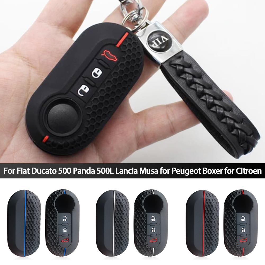 For Fiat Ducato 500 Panda 500L Lancia Musa Silicone Key Cover for Peugeot Boxer for Citroen Jumper Car Key Case Shell Remote
