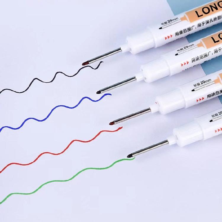 Pack of 5 Thin Head Long Nib Marker Pens for Marking Deep Holes in Metal Wood