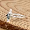 Vintage Moss Agate Promise Ring with CZ Halo | Nature Inspired Sterling Silver Ring | Moss Agate & Cubic Zirconia Engagement Ring