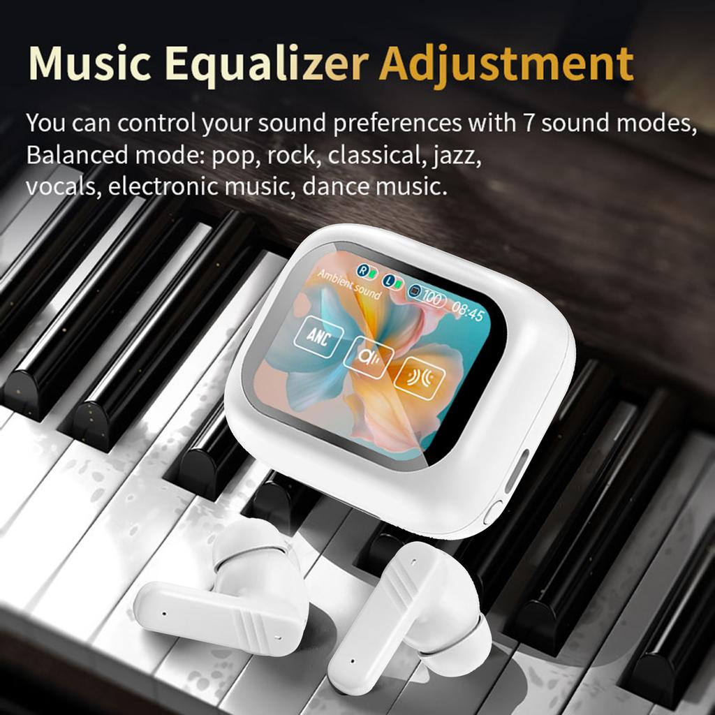 KI-Übersetzungs-Ohrhörer, 5.4 Kabellose Kopfhörer mit Vollfarb-Ladecase, 0,06 s Geringe Latenz Gaming-Headset, ANCCelsiusENC Rauschunterdrückung Ca