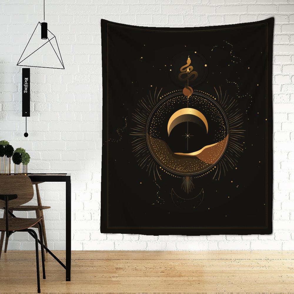 Sun Moon Constellation Tapestry Wall Hanging Star Sky Divination Witchcraft Psychedelic Dark Mysterious Bedroom Home Decor