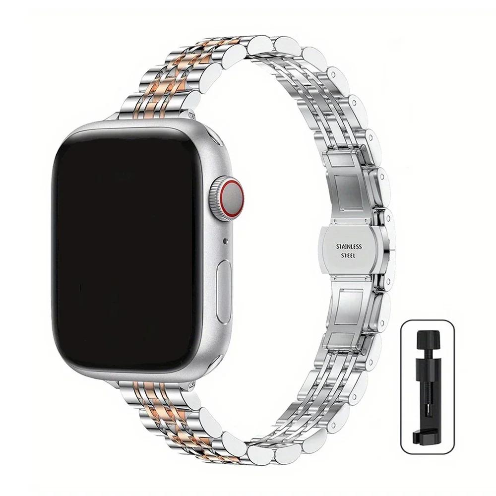 Metal Stainless Steel Strap for Apple Watch Band 41 42 46 49mm Bracelet for iWatch Ultra 2 Series 10 9 8 7 6 5 43 for Women 45mm