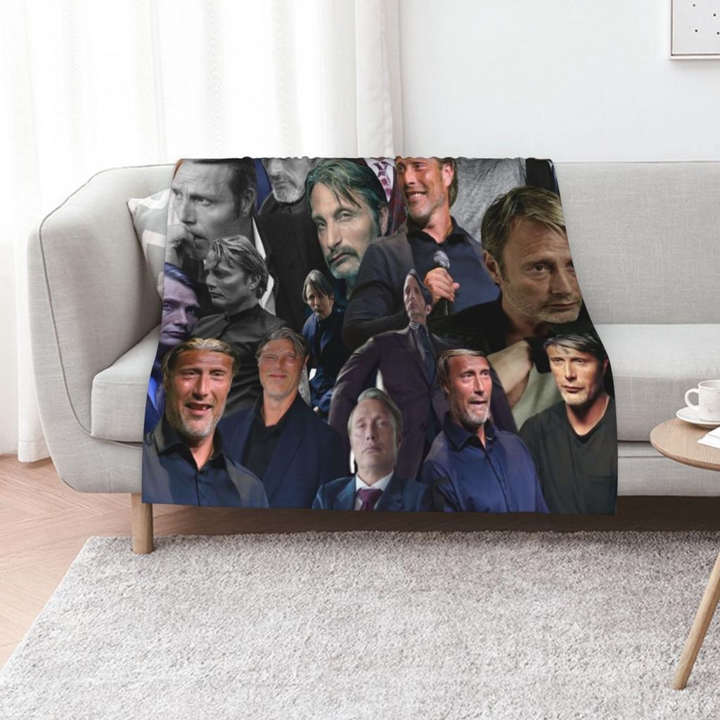 mads mikkelsen photo collage Throw Blanket Soft Home Decor Blanket for Couch Bedroom