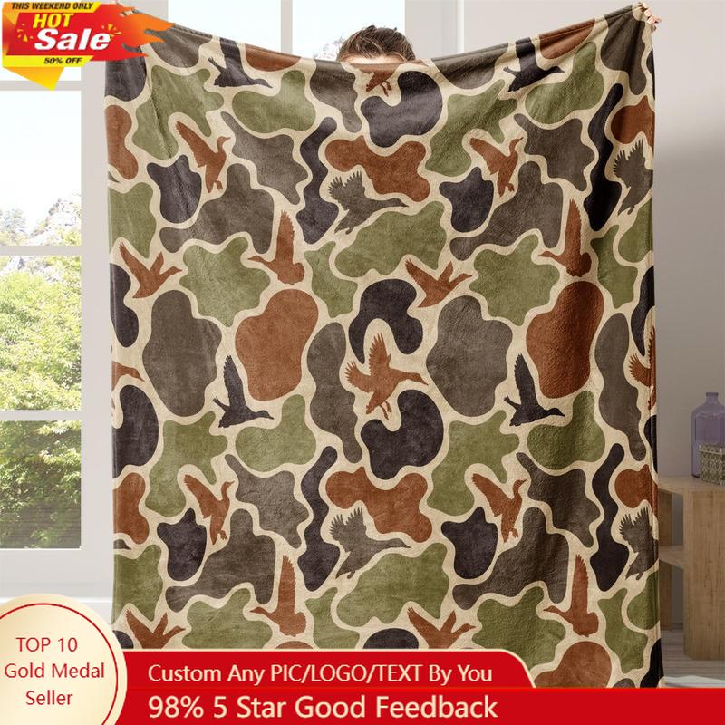 Camouflage Pattern Flannel Blanket, 1 Count Soft Comfortable Warm Napping Throw Blanket, Cool Bedroom Bedding Custom blankets 75X95CM