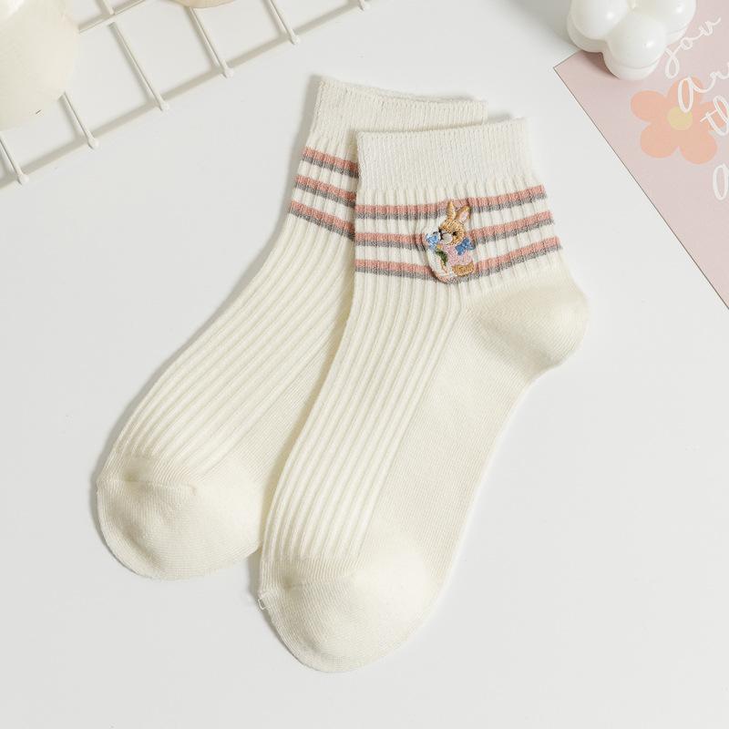 

5/10 пар повсякденних весняно-літніх шкарпеток для дітей, з коротким манжетом, свіжі смугасті, кольорові, шкарпетки-човники, академічний стиль, милі вишиті квіткові шкарпетки 5 Pairs