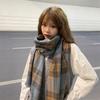 Plaid Color Matching Scarf Shawl Autumn and Winter Imitation Cashmere Thickened Scarf Dual-purpose Couple Korean Version Dongdaemun Tide
