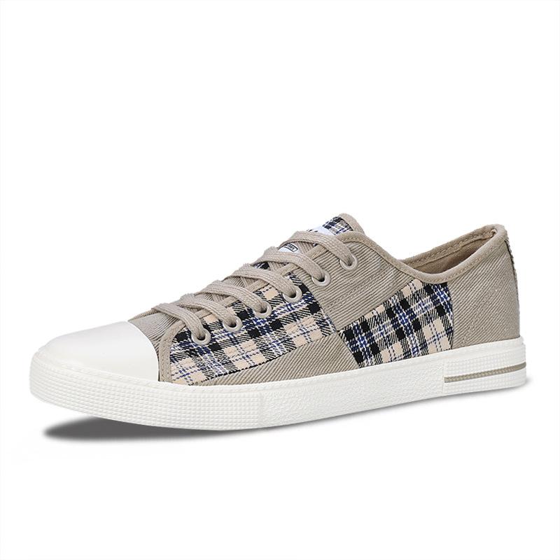 Men's Canvas Shoes Mens Shoes Lightweight Height-enhancing Splicing Student Trendy Casual Running Shoes Low Top Sports Shoes