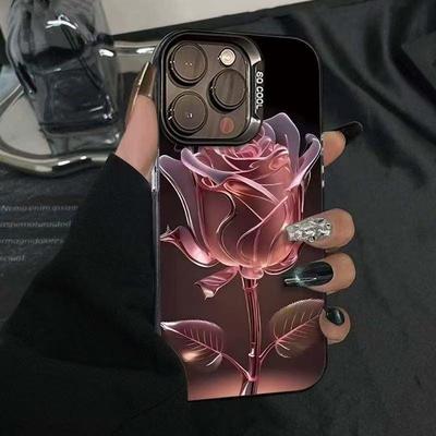 High-Quality Red Rose Phone Case for iPhone 12/13/14/15/16 Pro Max