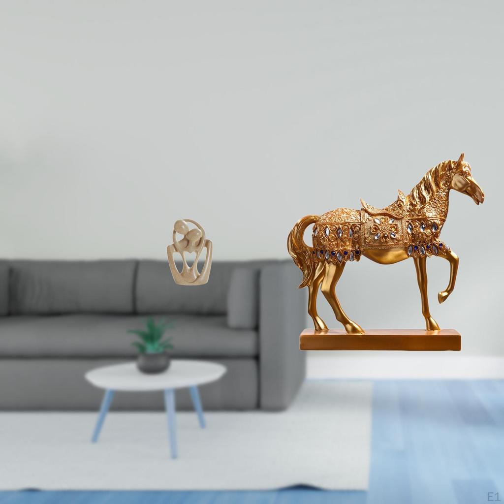 Abstract Resin Couple And Horse Sculpture Figurine Creative Animal Statue for Bookcase Cafe Desktop