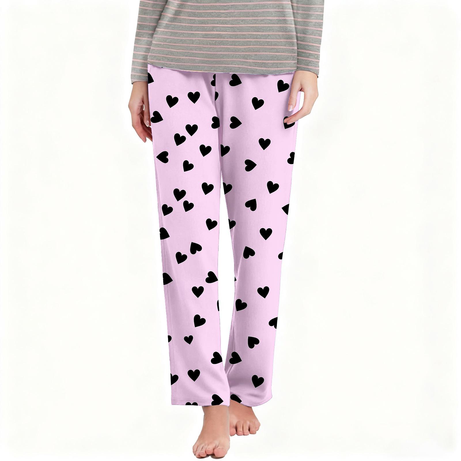 

Women s Fashion Casual Print Elastic Waist Home Workout Sweatpants Straight Leg Pants S рожевий