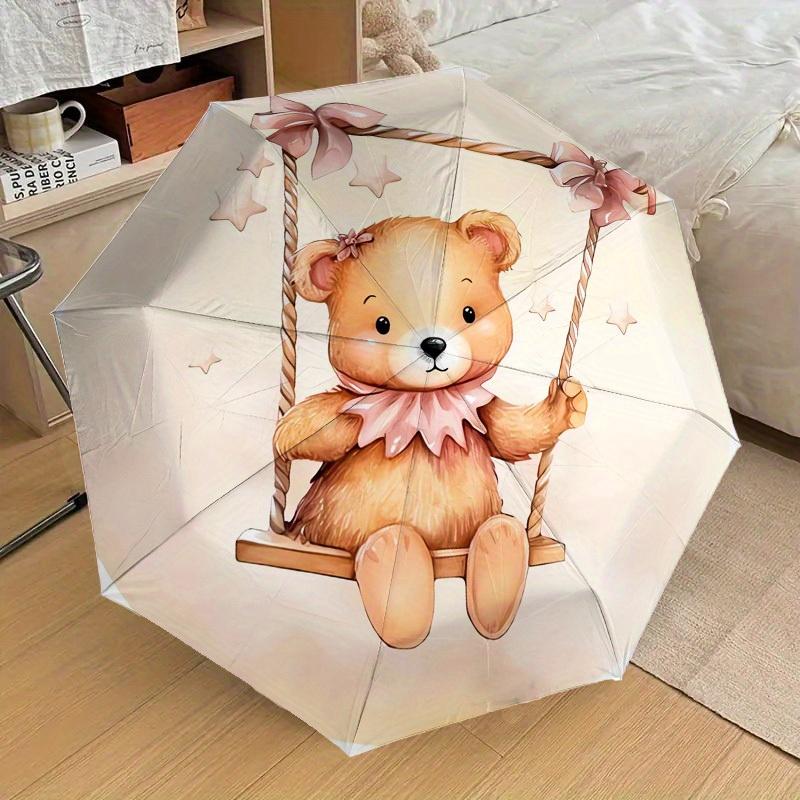 1pc Bear Swing Themed High-quality Umbrella,Automatic Opening and Closing Umbrella,Multi-functional Umbrella G0811196
