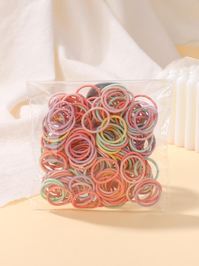 100 Pcs/Lot 2cm Hair Ties Gum Colorful Nylon Rubber Band Rope Doll Hair Accessories Black Elastic Hair Bands for Baby Girls Gift