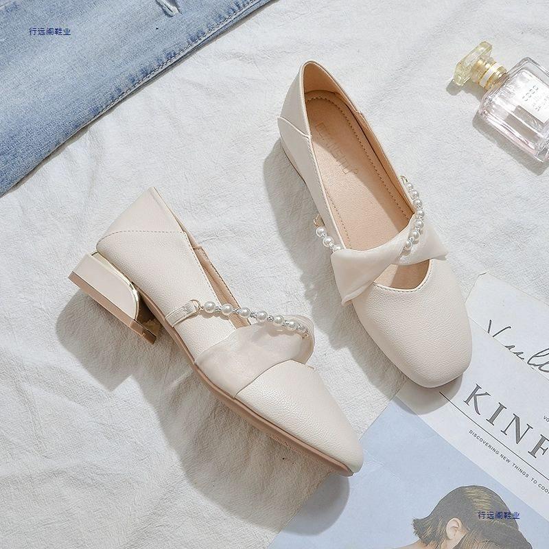 Mary Jane women's shoes new summer mid-heel skirt thick heel single shoes women's soft sole not tired feet Doudou shoes