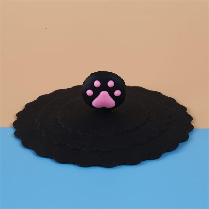 Cute Three-dimensional Cartoon Silicone Cup Lid, Circular Lid, Cute Cat Series Lid
