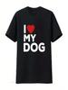 Ich Liebe Meinen Hund T-Shirt Für Liebhaber Mit Herz Schwarz XL Vintage Gewaschen Mode Oberteil Für Den Alltag Vielseitig Leicht Stilvoll