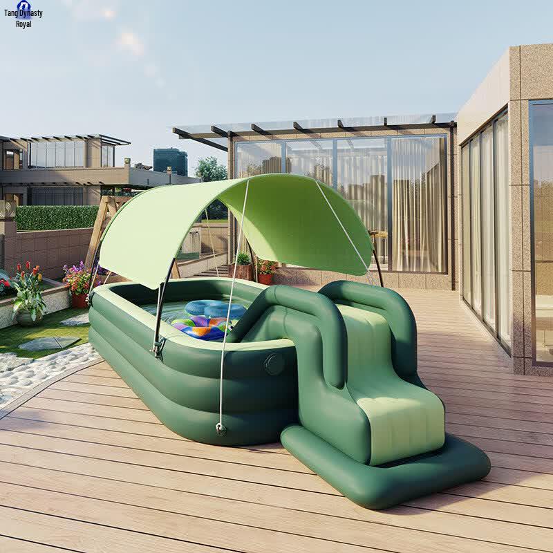 Automatic Inflatable Foldable Swimming Pool with Sunshade Wired Electric Pump
