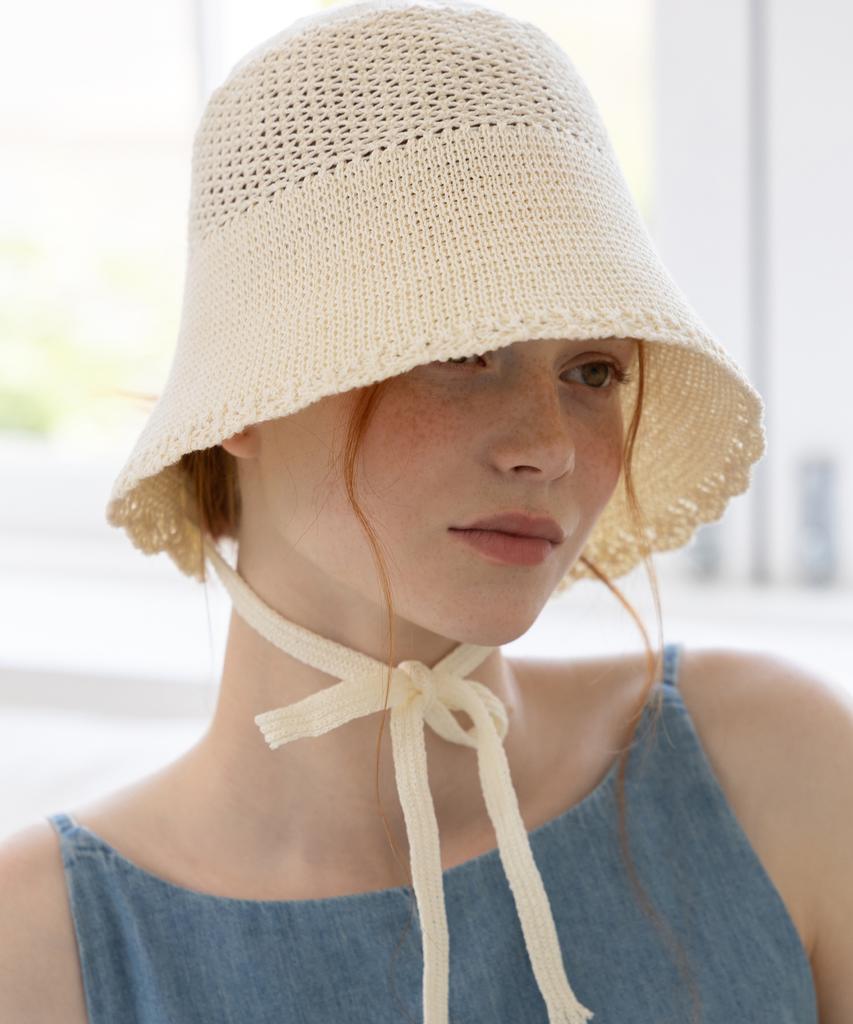 Tatiana Shoe Lace Knit Crochet Ribbon Bucket Hat Ht8184 2 Colors