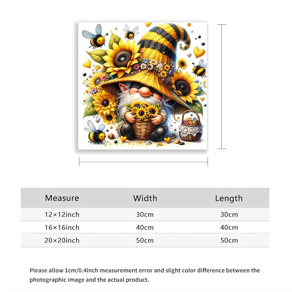 5D Diamond Painting Sunflower Bee Gnome Kit Diamond Art Diy Craft Home Wall Decor Full Drill Craft Kit for Adults Gift