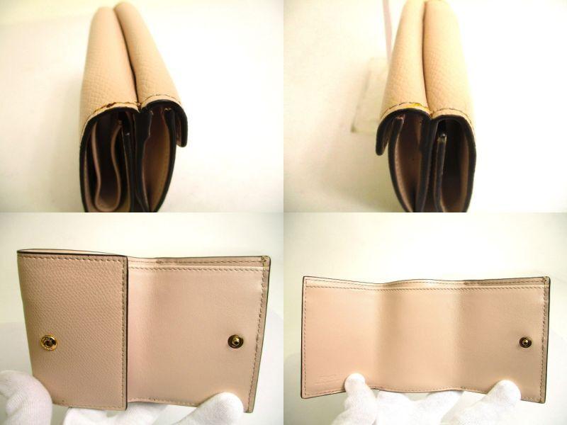 Оригинальный кошелек FENDI F IS FENDI FF бежевого цвета из кожи золотого цвета H/W Micro Trifold #a137, восстановленный