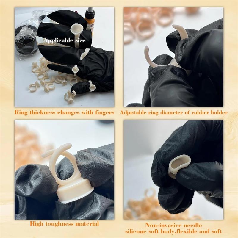 100Pcs Disposable Ring Tattoo Ink Cups Soft Silicone Pigment Container Portable Microblading Permanent Tattoo Pigments Accessory