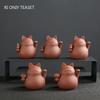 1 Pc Chinese Purple Clay Tea Pet Handmade Lucky Cat Animal Statue Ornaments Sculpture Tea Figurine Decoration Household Tea Set