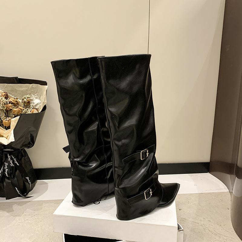 Designer New High-heeled Women Boots Pointed Toe Long Boots for Women Sexy Punk Gothic Boots Paris European and American Female