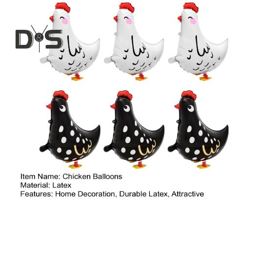 6 Pcs Walking Chicken Balloons White Black Latex Chicken Balloons Standing Farm Animals Party Decoration for Birthday Party Baby Shower