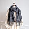 White Plaid Polyester Fringed Scarf Female Autumn And Winter Couple Warm Versatile Skin-Friendly Atmosphere Scarf