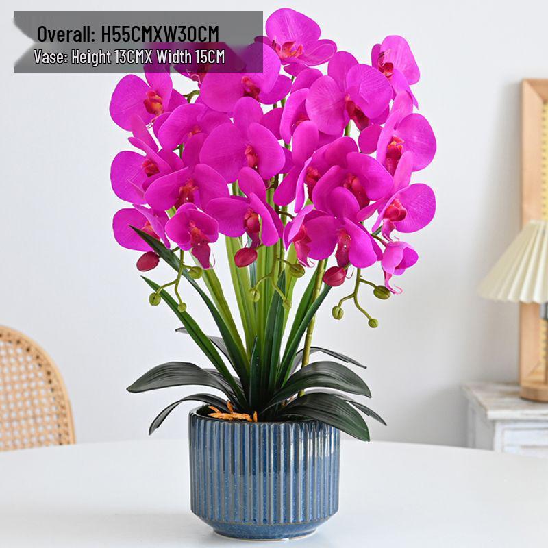Artificial Phalaenopsis Floral Arrangement for Living Room Display - Potted Decoration for TV Cabinet