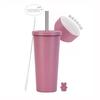 710ml Vacuum Insulated Stainless Steel Tumbler With Ceramic Coating Inner Straw Lid Hot Cold Drinks