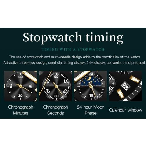 OLEVS Men's Black Stylish Popular Analog Quartz Arm Watch Men's Metal Band Waterproof Watch Date Easy to Read Black Dial Business Fashion Men's Watch