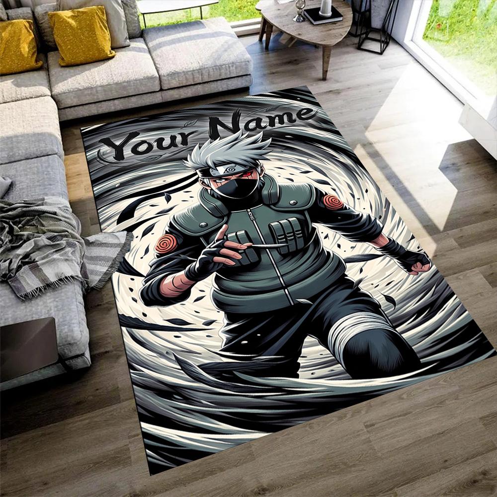 Naruto Character Customize Your Name Floor Mat Suitable for Kitchen Game Room Foyer Entryway Anti-slip Rug Anime Office Decor