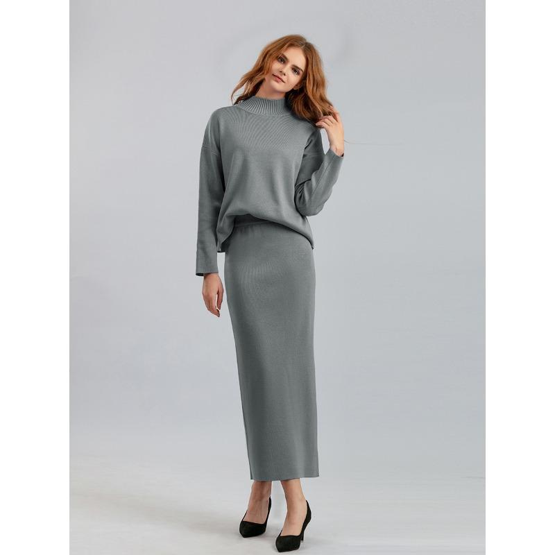 Candy Color Autumn New Casual Loose Fashion Dress Two-piece Set