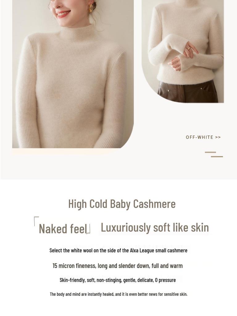 2025 Women's Cashmere Slim-Fit Half-High Collar Thickened Knit Sweater