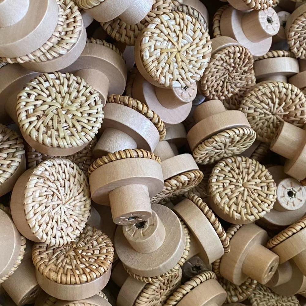 Skapdørhåndtak Trehåndtak Møbelbeslag Rundt Garderobehåndtak Hjem