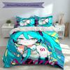 3pcs Custom Name Hatsune Miku Set,Includes 1 Duvet Cover and 2 Pillowcases,All-season Bedroom Decor
