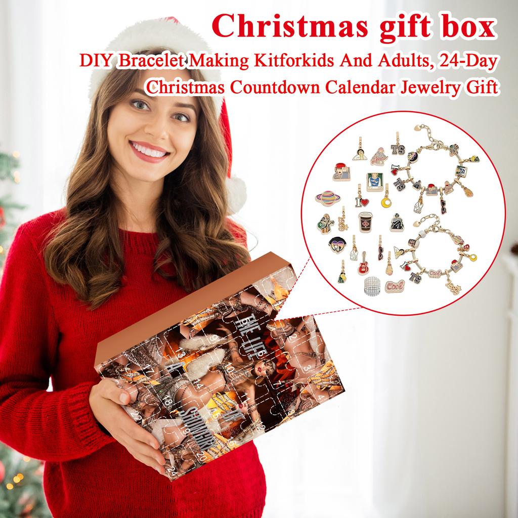 3D  Countdown Calendar Gift, DIY Bracelet Making Kitforkids And Adults, 24-Day Christmas Countdown Calendar Jewelry Gift