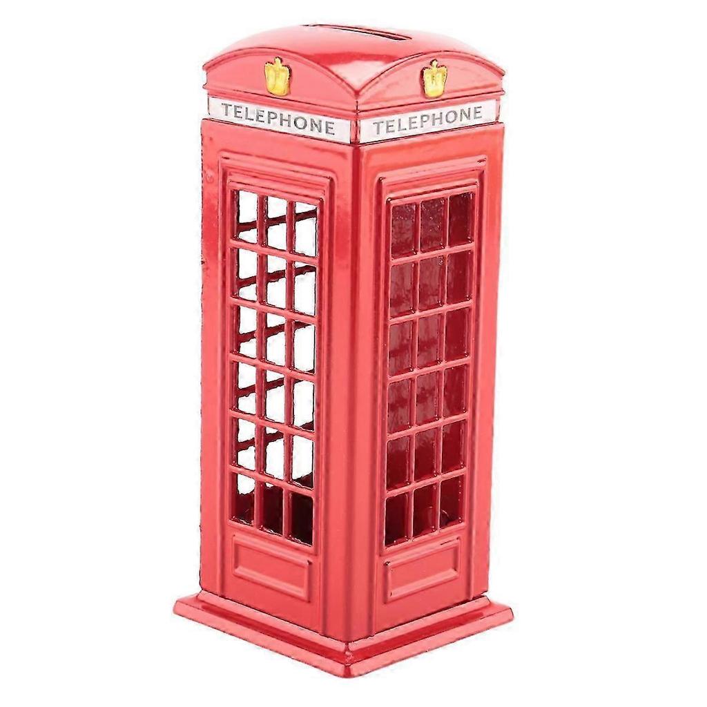 Metal Red British English London Telephone Booth Bank Coin Bank Saving Pot Piggy Bank Red Phone Boot