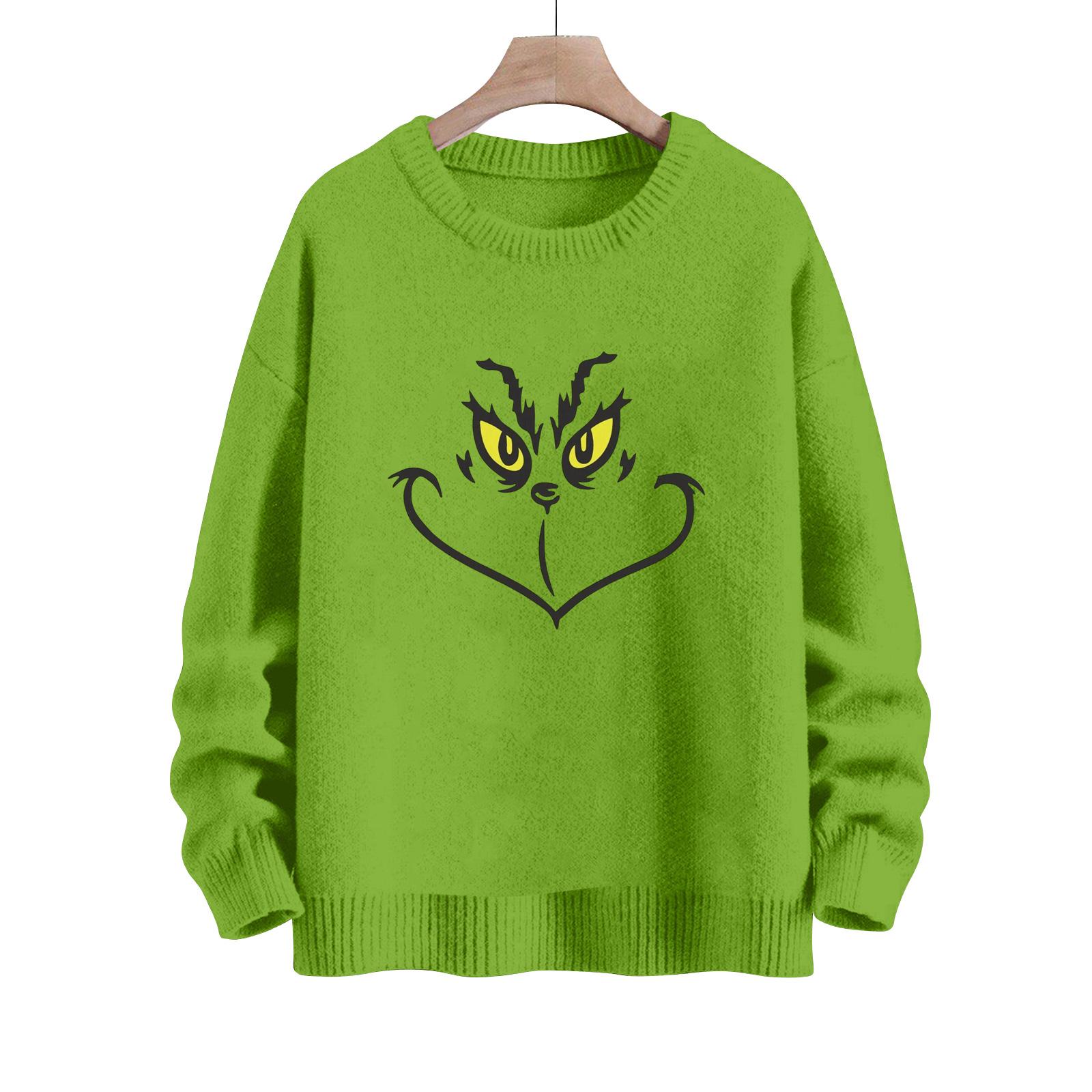 

Рождественские толстовки для женщин Вязаный свитер Милая рубашка Осенний свитер с круглым вырезом Топы S чёрный