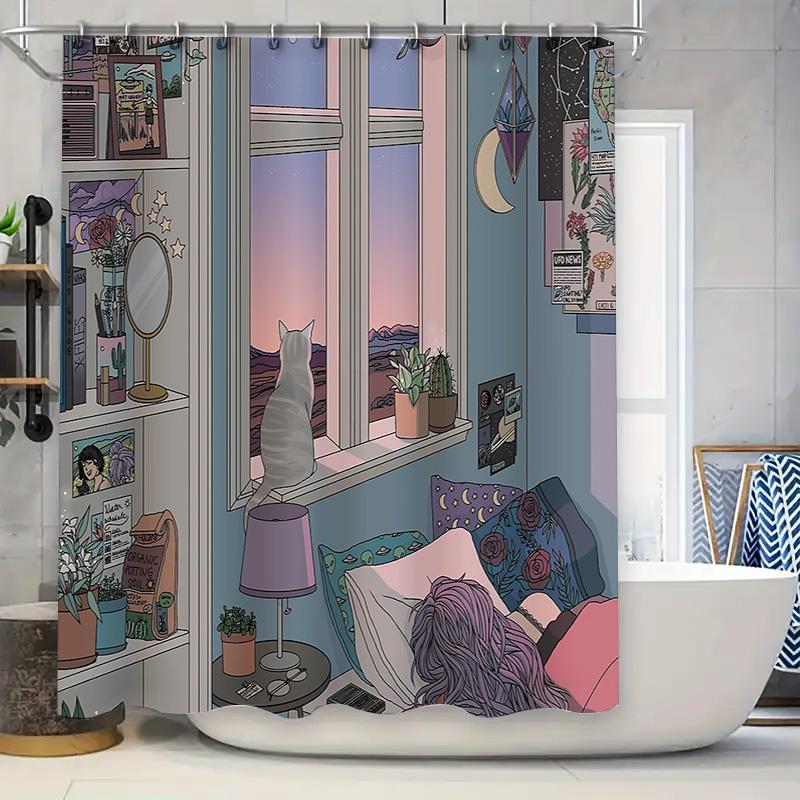 

Aesthetic Room Decor Shower Curtain Botanical Plants Witchy Cottagecore Home Decor Blackout Waterproof Bathroom Curtains 90x180cm