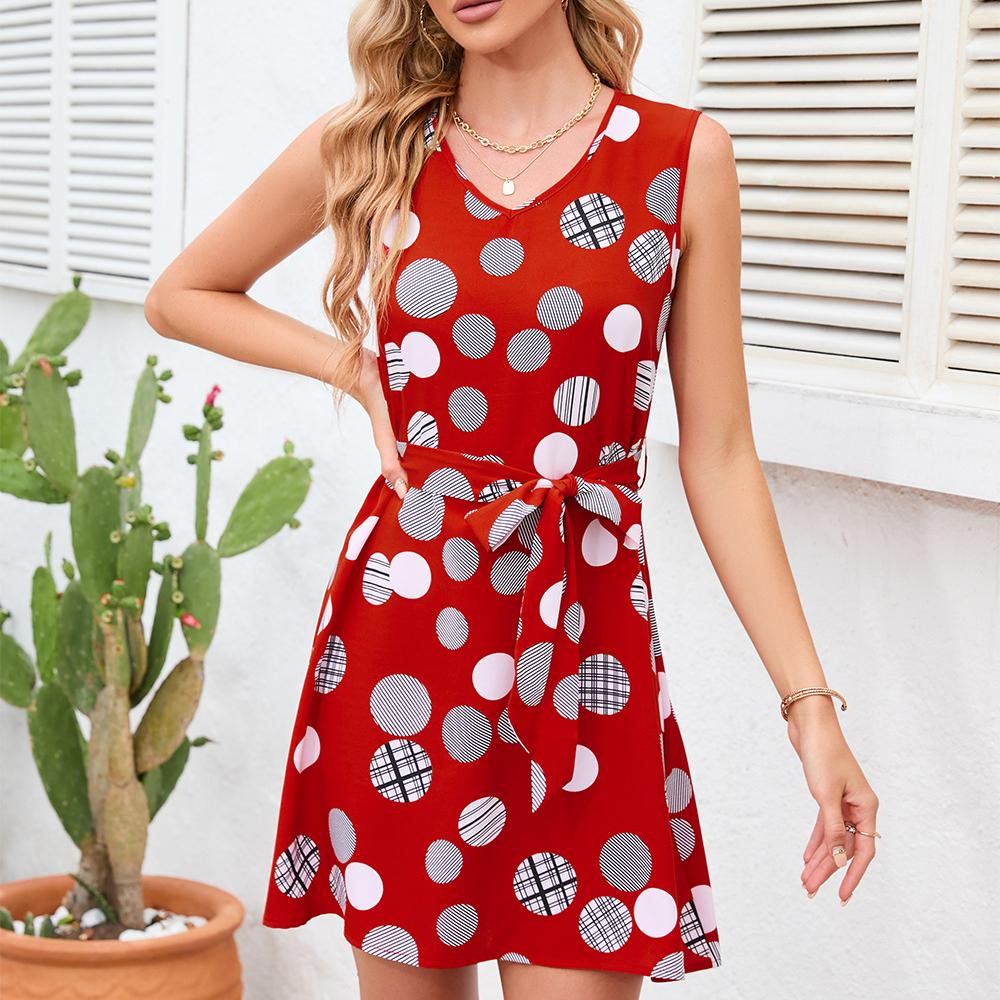 Damski Letni Nowy Produkt Retro Imprezowy Wzór Kropki Fali