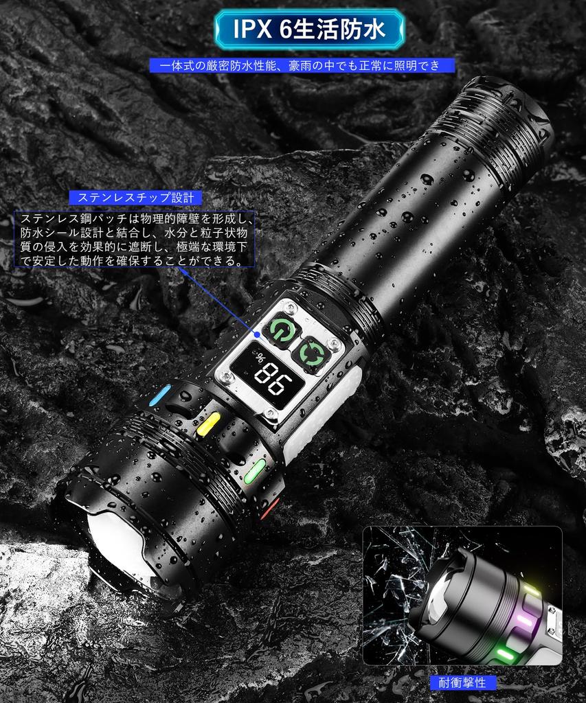 Flashlight Luminous 3 Light 9 Handheld Digital Power New Aluminum Ideal for Night and Disaster Large Capacity Magnet Included [2025 Bar, 2-in-1 COB,