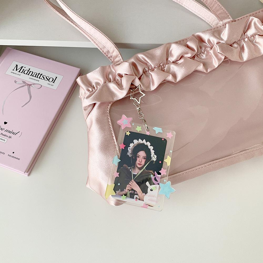 Cute Idol Photocard Display Pendant Transparent Acrylic Card Holder with Star Girls 3-Inch Photo Card Hard Case Cover Bag Decor