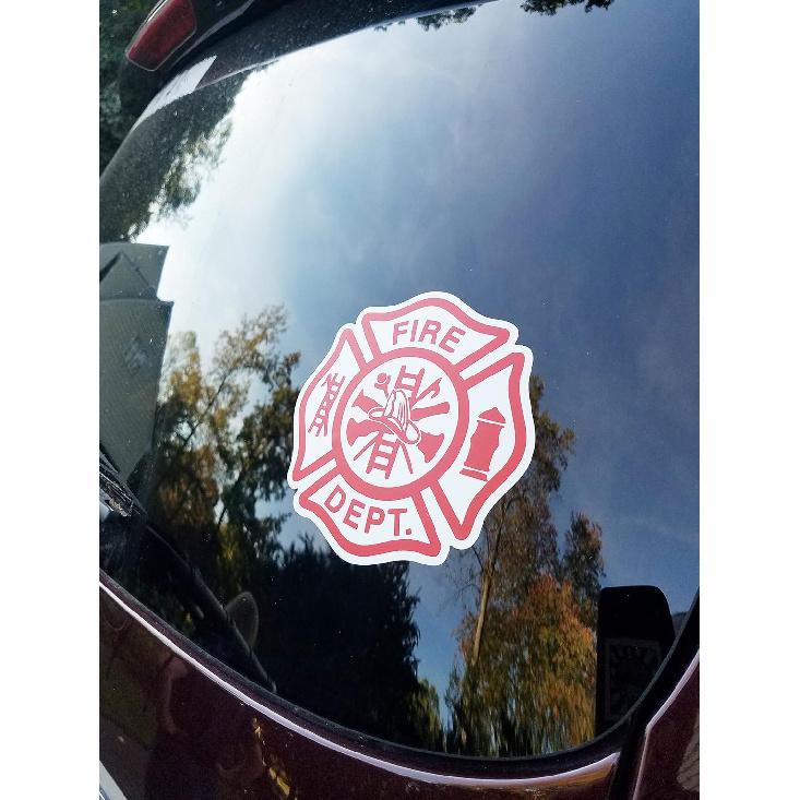Minglewood Trading FIRE Department Die Cut Vinyl Sticker 5" x 5" Maltese Cross Firefighter FD VFD Red/White