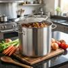 Steel Pot 26L With Metal Lid For Cooking Silver 32.5 Cm