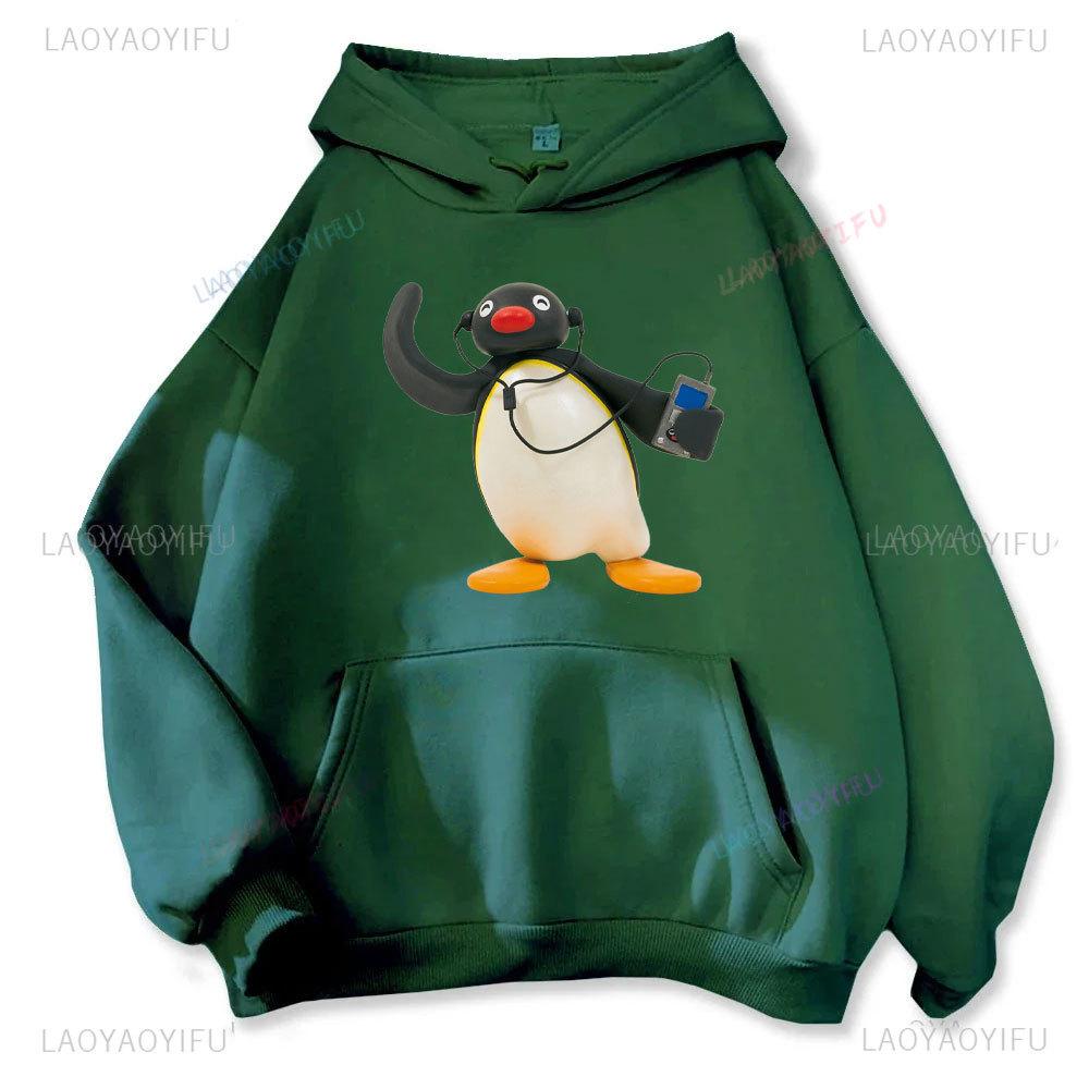 Music-listening Penguin Emotion Autumn Winter Hoodies Men Fashion Long Sleeve Sweatshirts Women Streetwear Pullovers Sudaderas