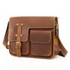 Men's Genuine Leather Crossbody Bag, Crazy Horse Cowhide Mailman Bag, Men's Single Shoulder Multifunctional Computer Briefcase