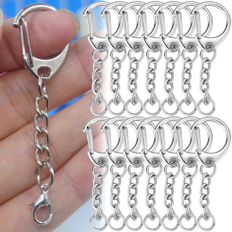 100/10pcs Lobster Clasp Key Ring Keychain C Shape Clasps Connector Hook For DIY Jewelry Making Finding Key Chain Accessories