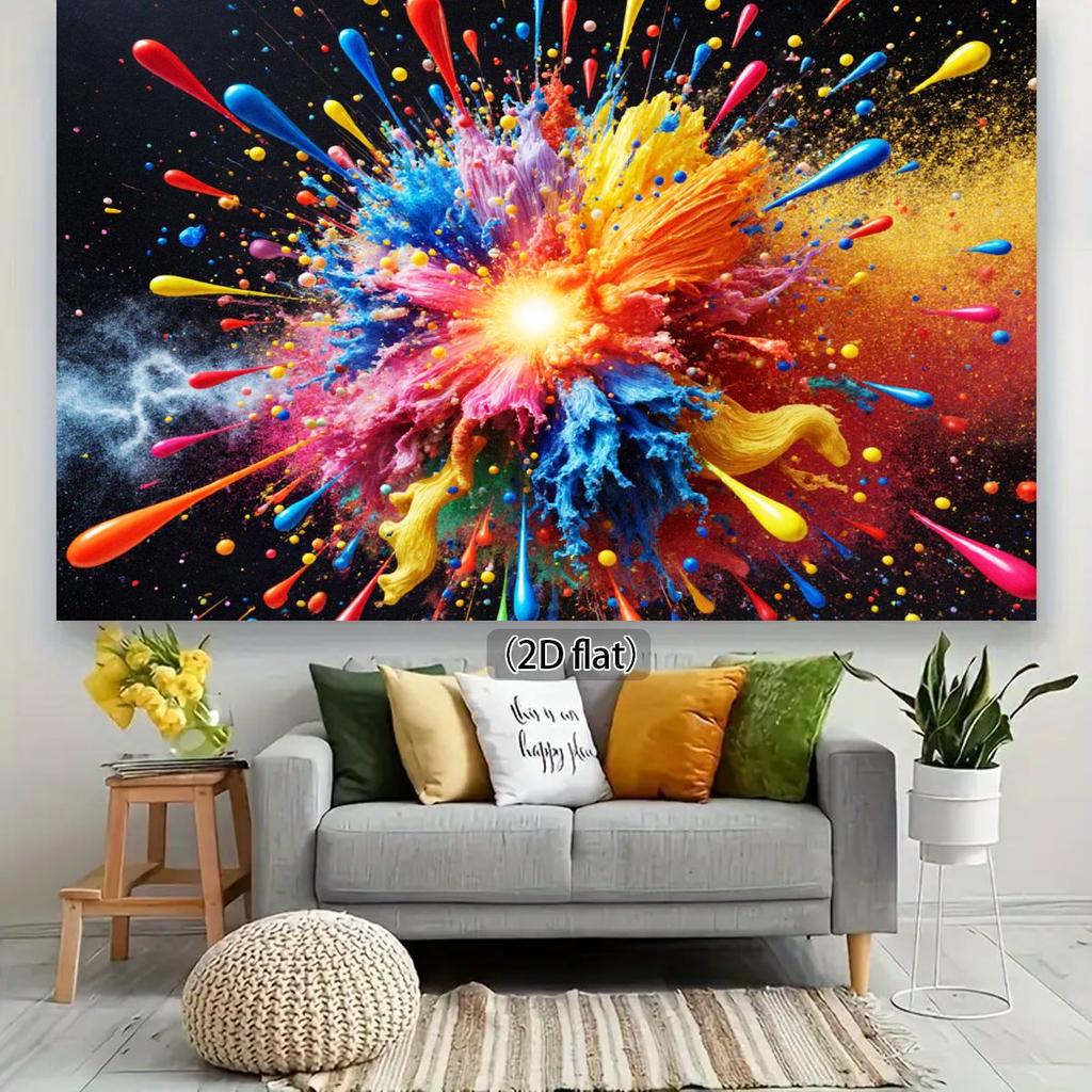 2D Flat Banner Colorful Graffiti Background Vivid Splashing Effect of Paint Colors